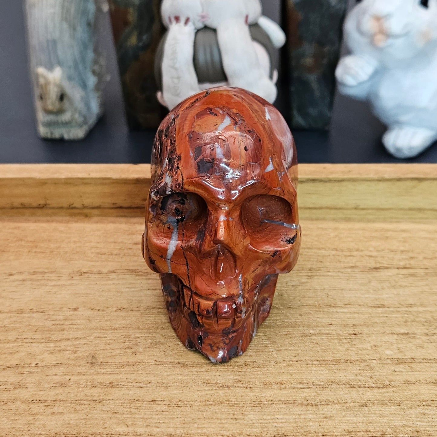 Red Jasper Skull Carving.
