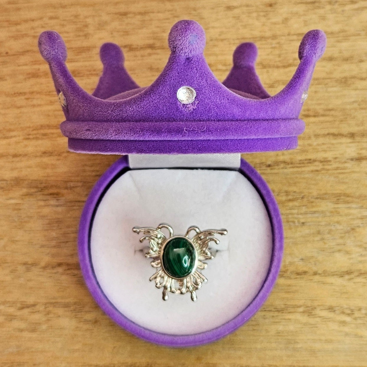 Malachite Butterfly Adjustable Ring.