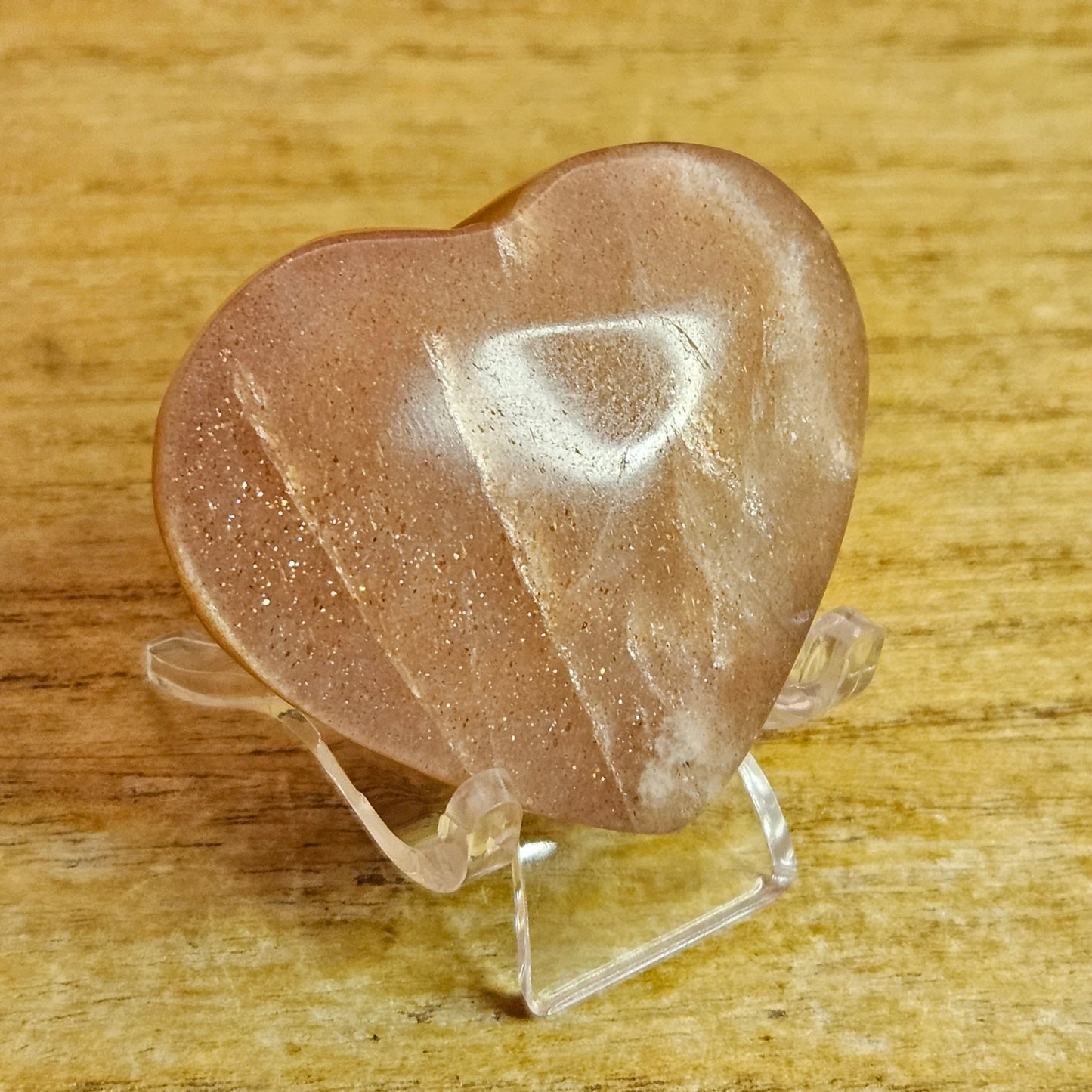 Peach Moonstone Heart Carving.