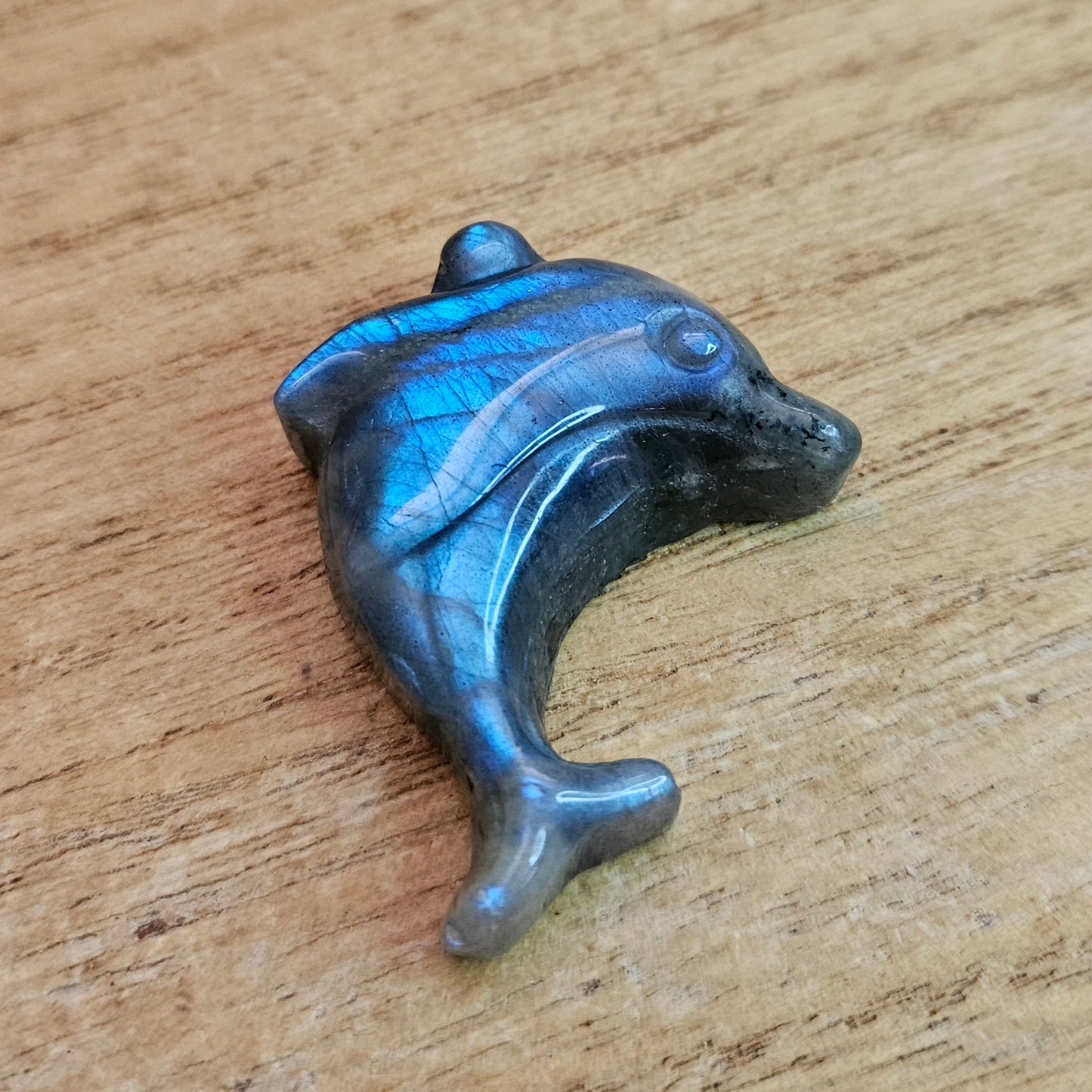 Labradorite Dolphin Flat Carving.