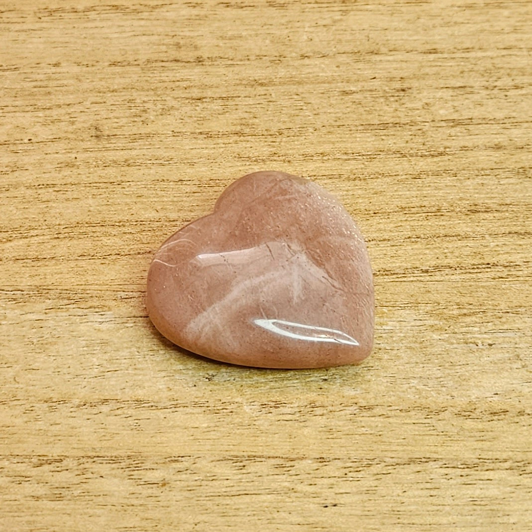 Peach Moonstone Heart Carving.