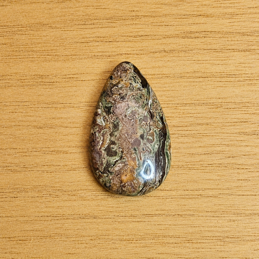 Rainforest Rhyolite Tear-drop Cabochon.