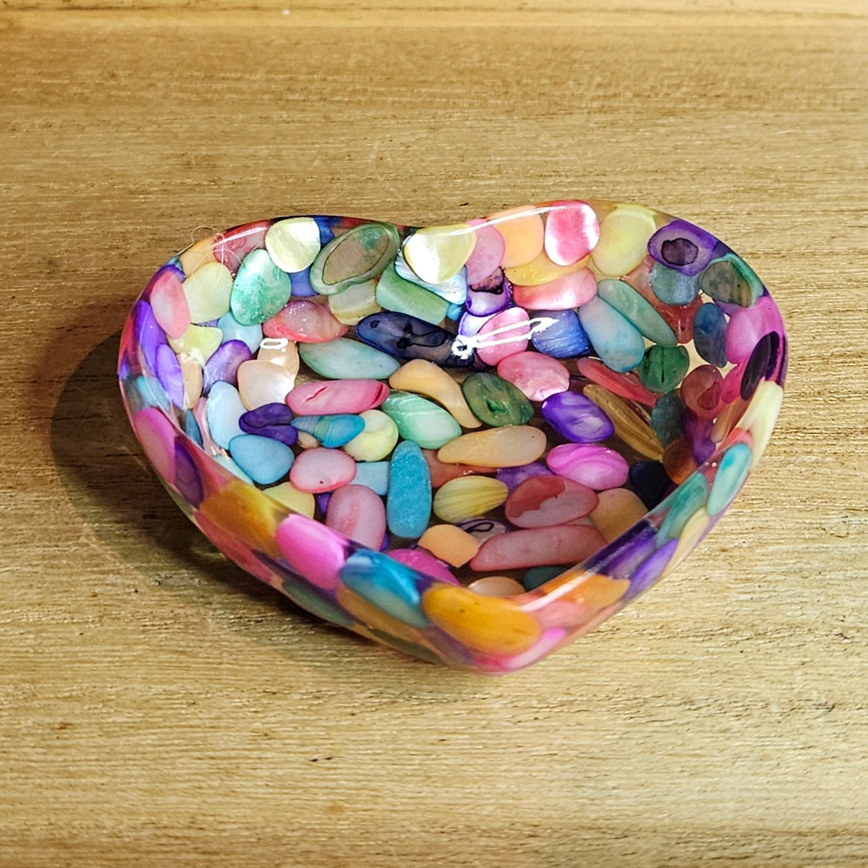 Rainbow Shell Heart Trinket Dish.