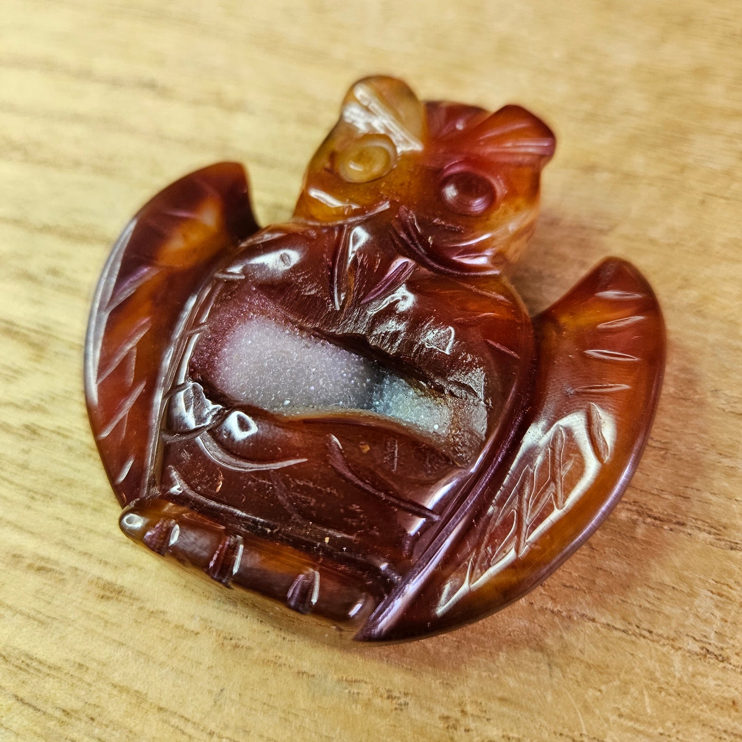 Carnelian Owl Carving.