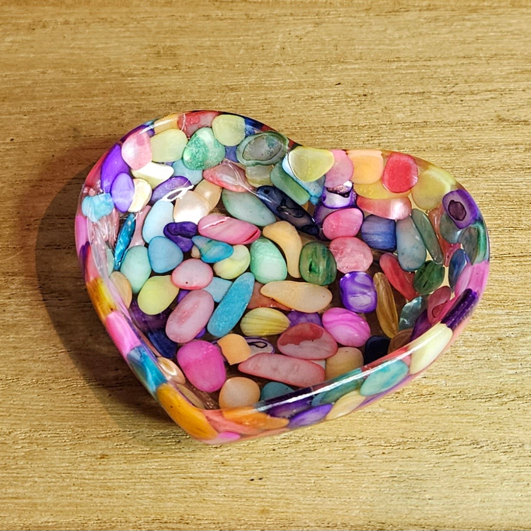 Rainbow Shell Heart Trinket Dish.