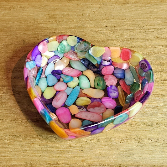 Rainbow Shell Heart Trinket Dish.