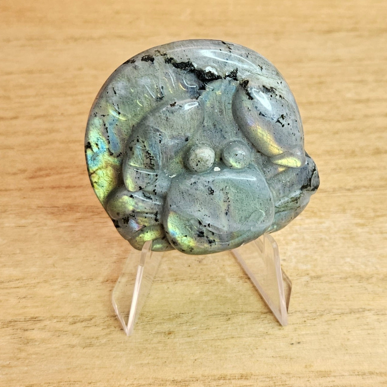 Sunset Labradorite Cancer Crab Flat Carving.