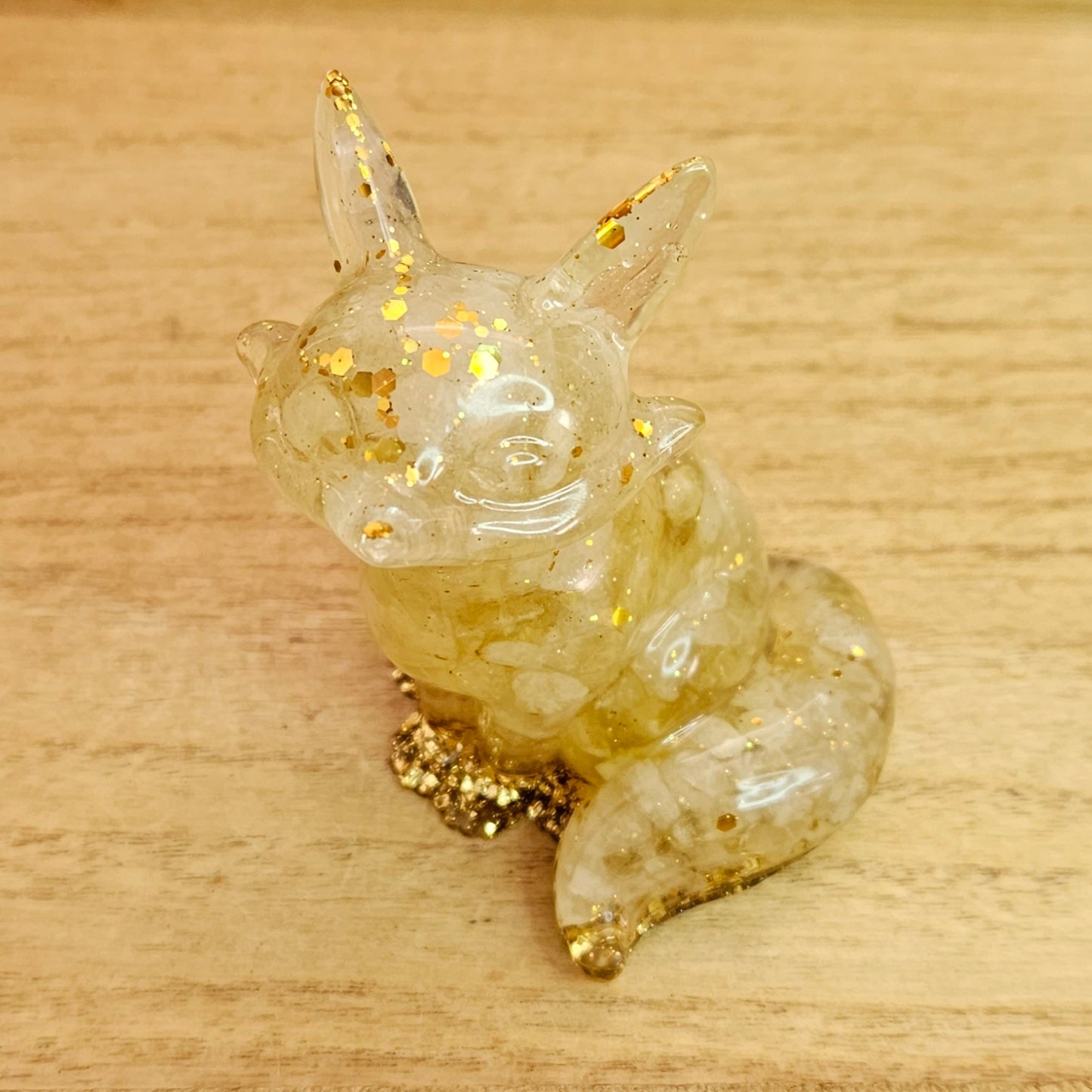 Lemon Quartz Resin Fox Ornament.